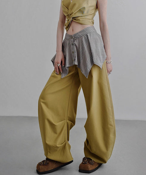 Layered Check Skirted Pants